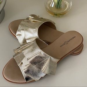 Treasure & Bond Flat Slide Sandal in Gold